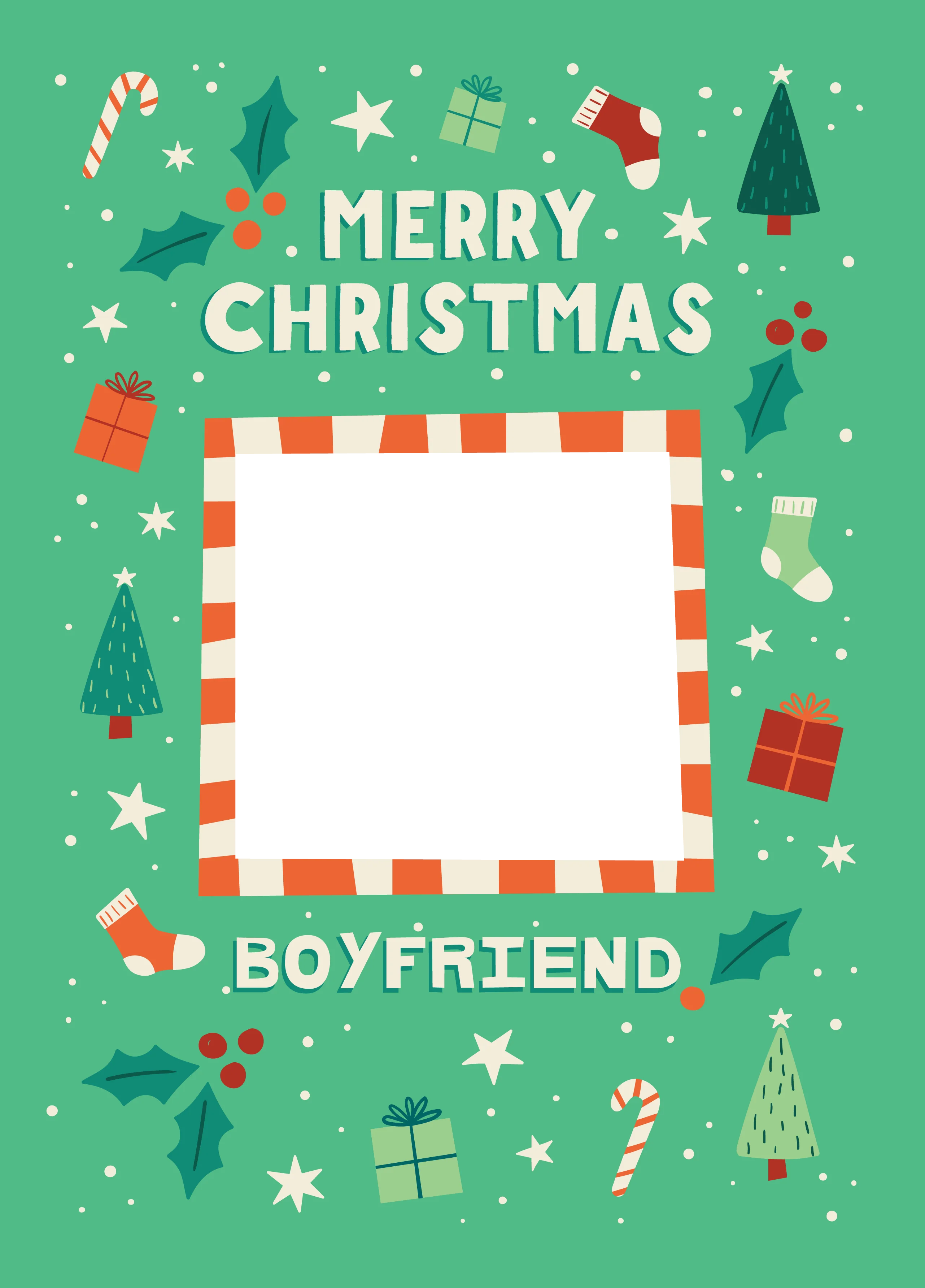 Boyfriend Xmas Icons Photo Upload Card