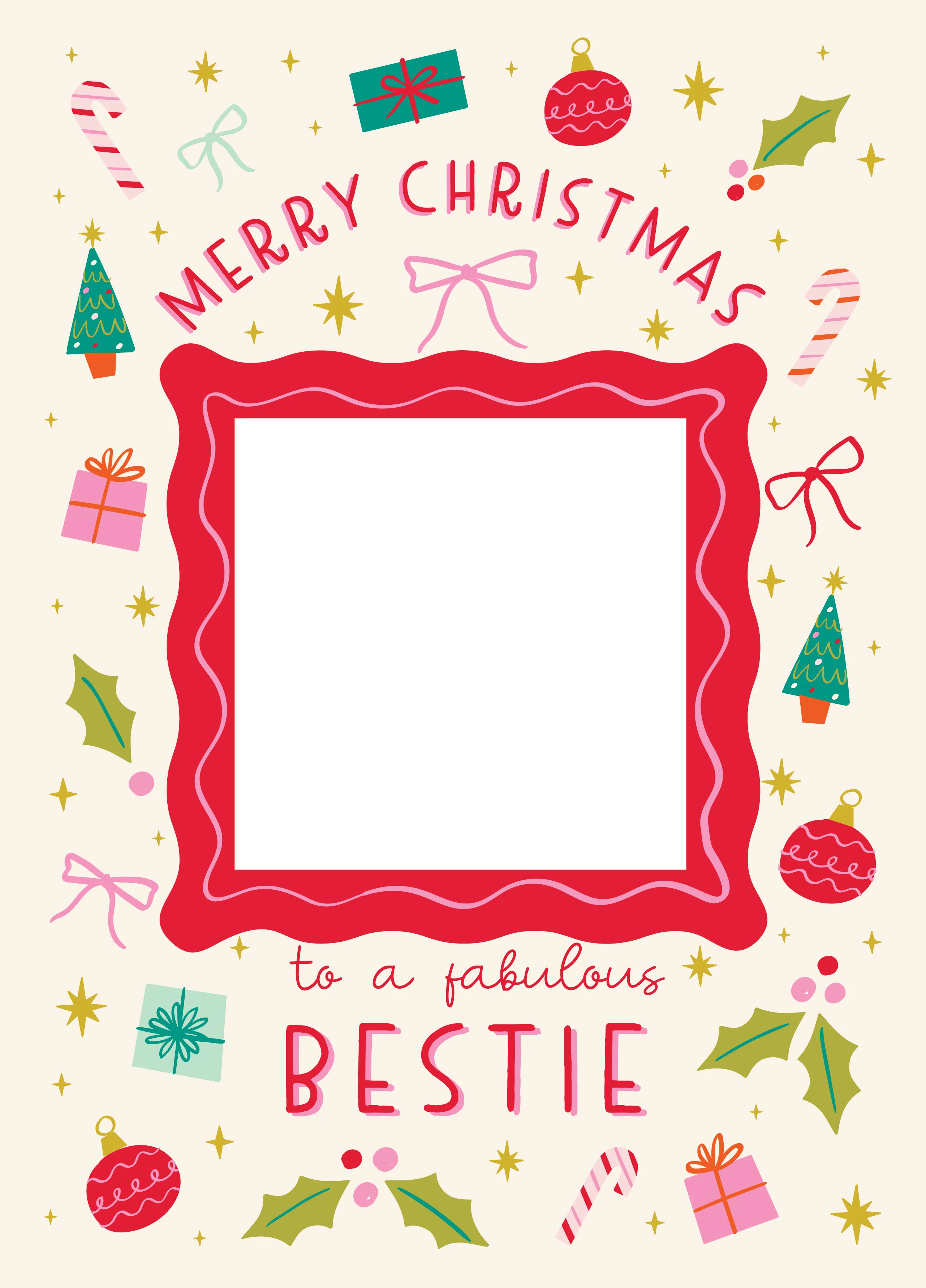 Fabulous Bestie Xmas Icons Photo Upload Card