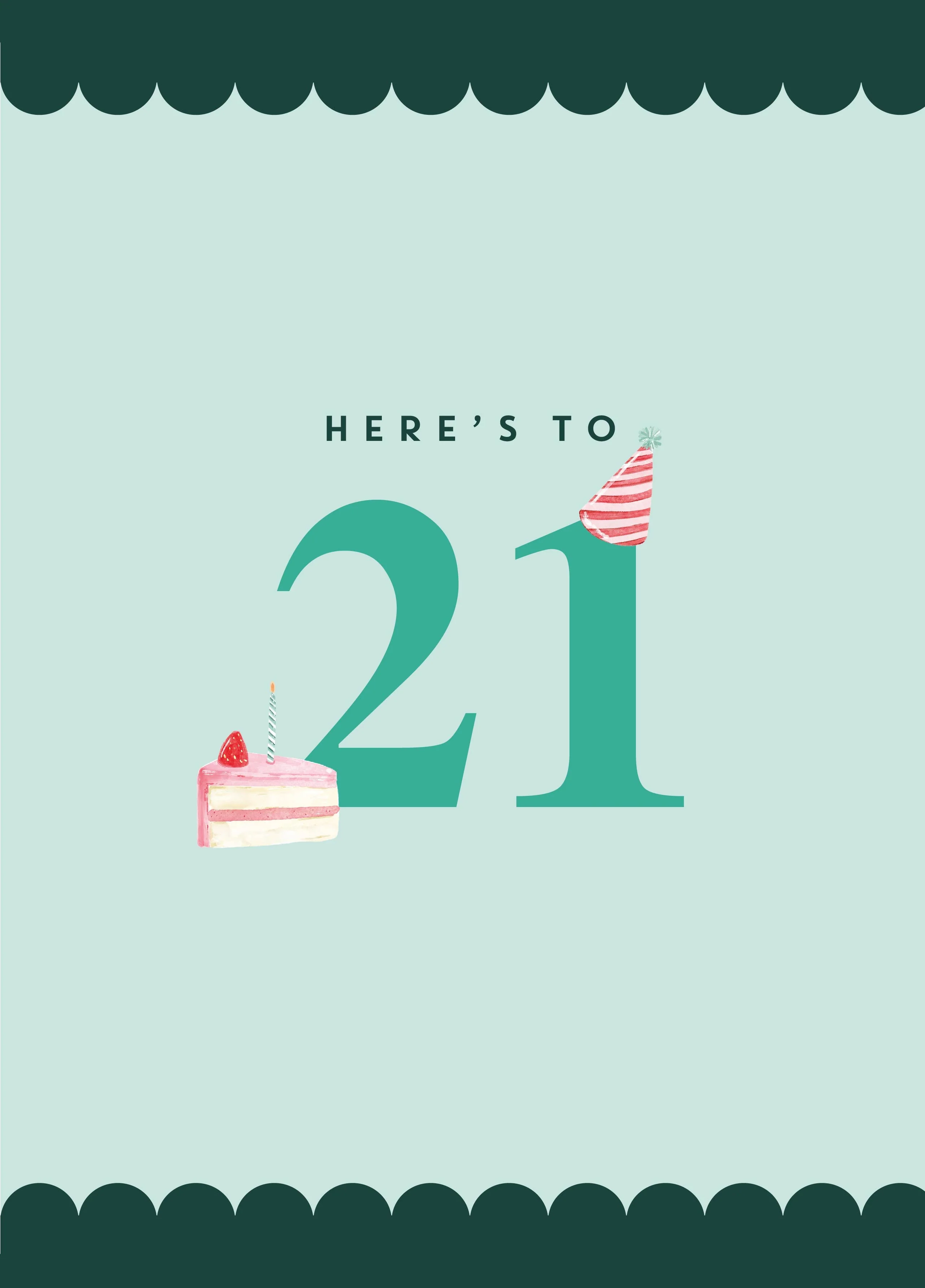 Here's To 21 Birthday Card